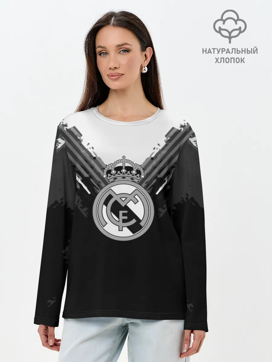 Лонгслив женский. Хлопок / Real Madrid abstract original