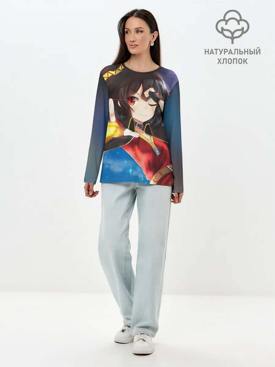 Лонгслив женский. Хлопок / Megumin луч из руки