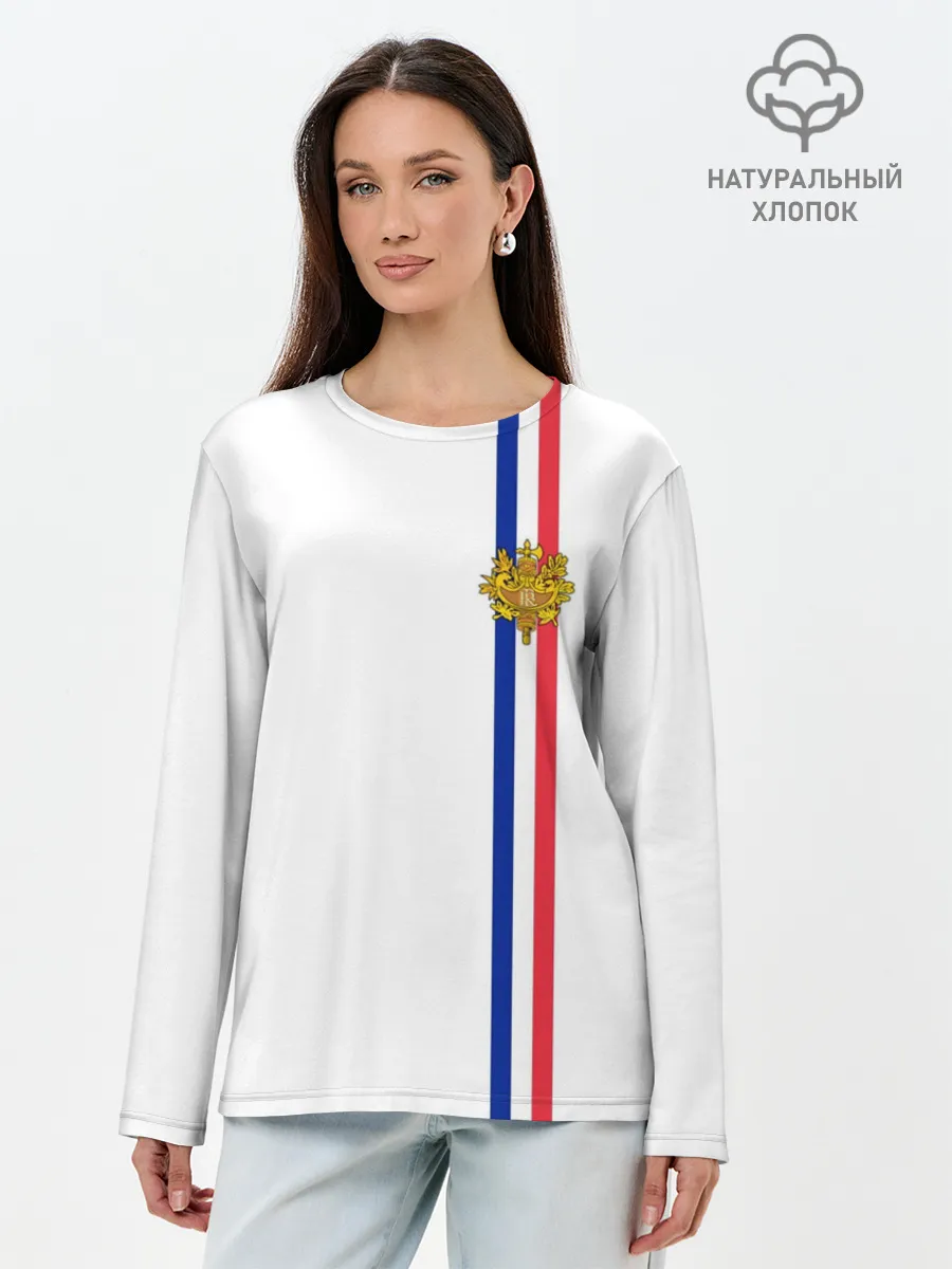 Лонгслив женский. Хлопок / Франция, лента с гербом