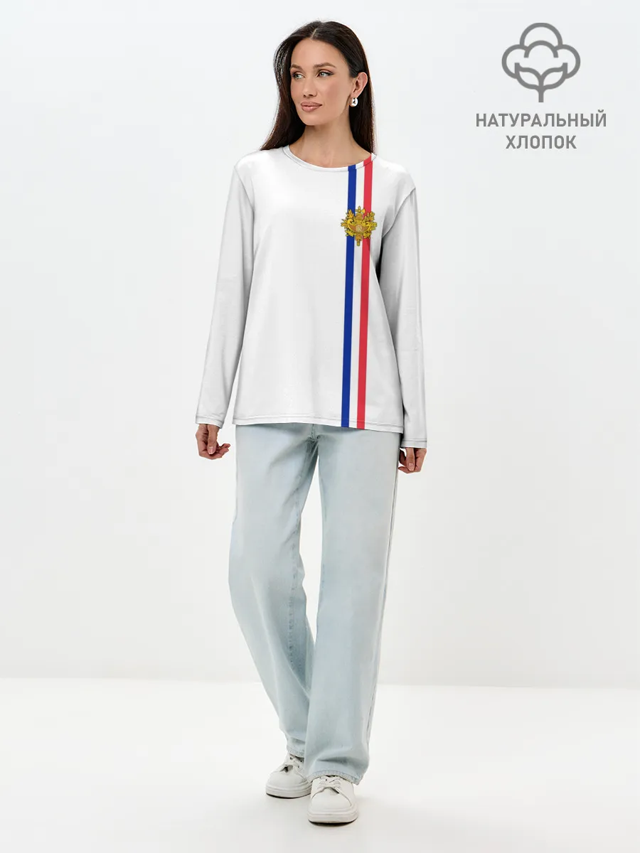 Лонгслив женский. Хлопок / Франция, лента с гербом
