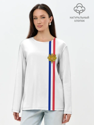 Лонгслив женский. Хлопок / Франция, лента с гербом