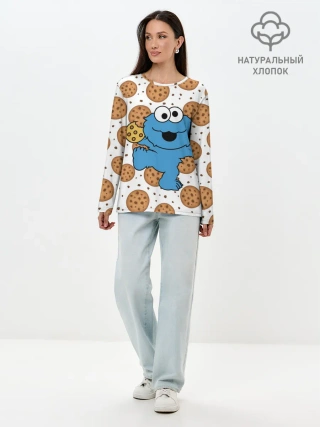 Лонгслив женский. Хлопок / Cookie monster