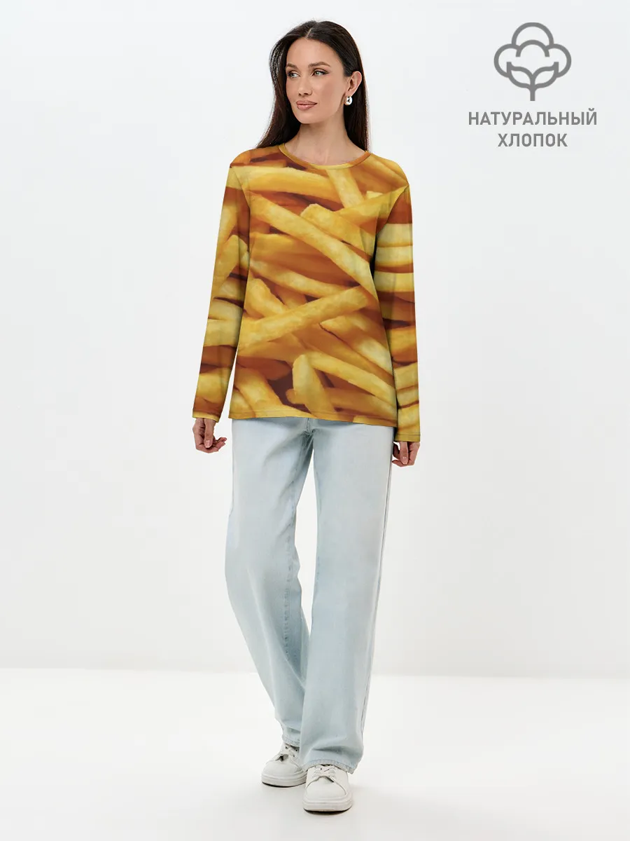 Лонгслив женский. Хлопок / Картошка фри