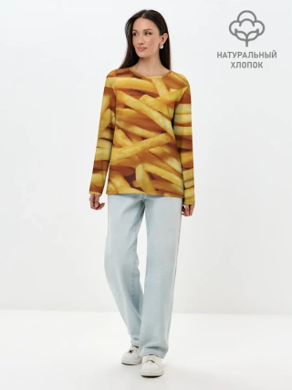 Лонгслив женский. Хлопок / Картошка фри
