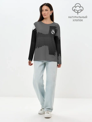 Лонгслив женский. Хлопок / REAL MADRID SPORT GRAY