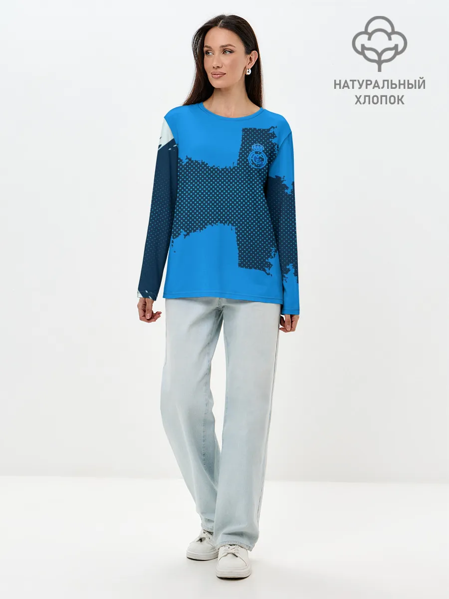 Лонгслив женский. Хлопок / REAL MADRID SPORT BLUE