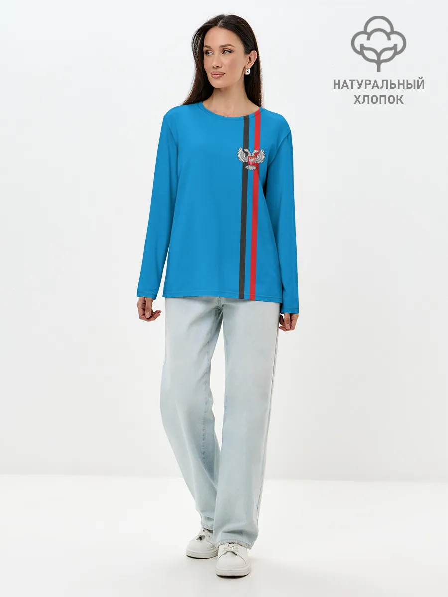 Лонгслив женский. Хлопок / ДНР, лента с гербом