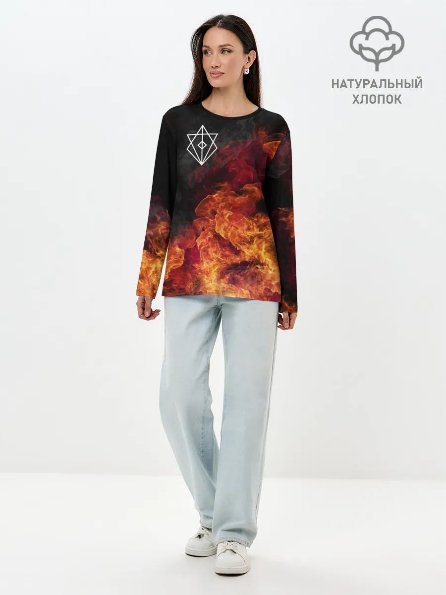 Лонгслив женский. Хлопок / В огне