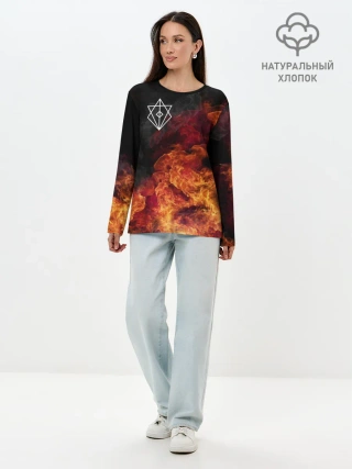 Лонгслив женский. Хлопок / В огне