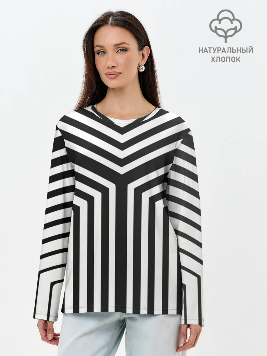 Лонгслив женский. Хлопок / Кибер Зебра