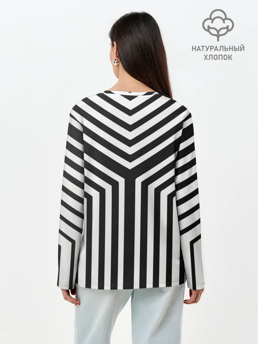 Лонгслив женский. Хлопок / Кибер Зебра