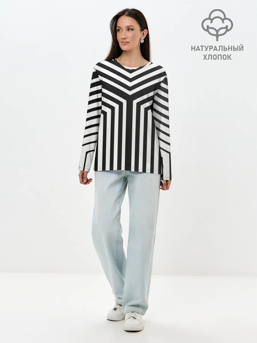 Лонгслив женский. Хлопок / Кибер Зебра