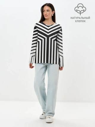 Лонгслив женский. Хлопок / Кибер Зебра