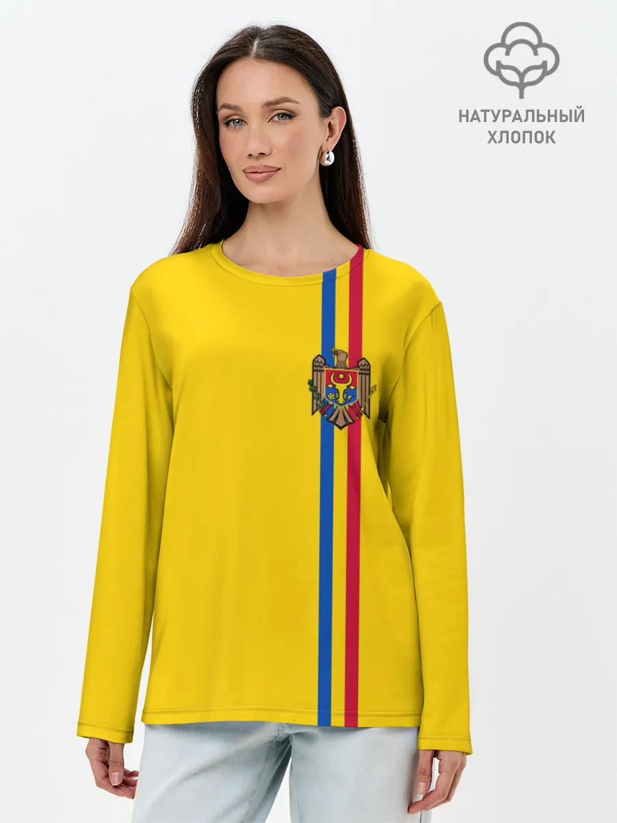 Лонгслив женский. Хлопок / Молдавия, лента с гербом