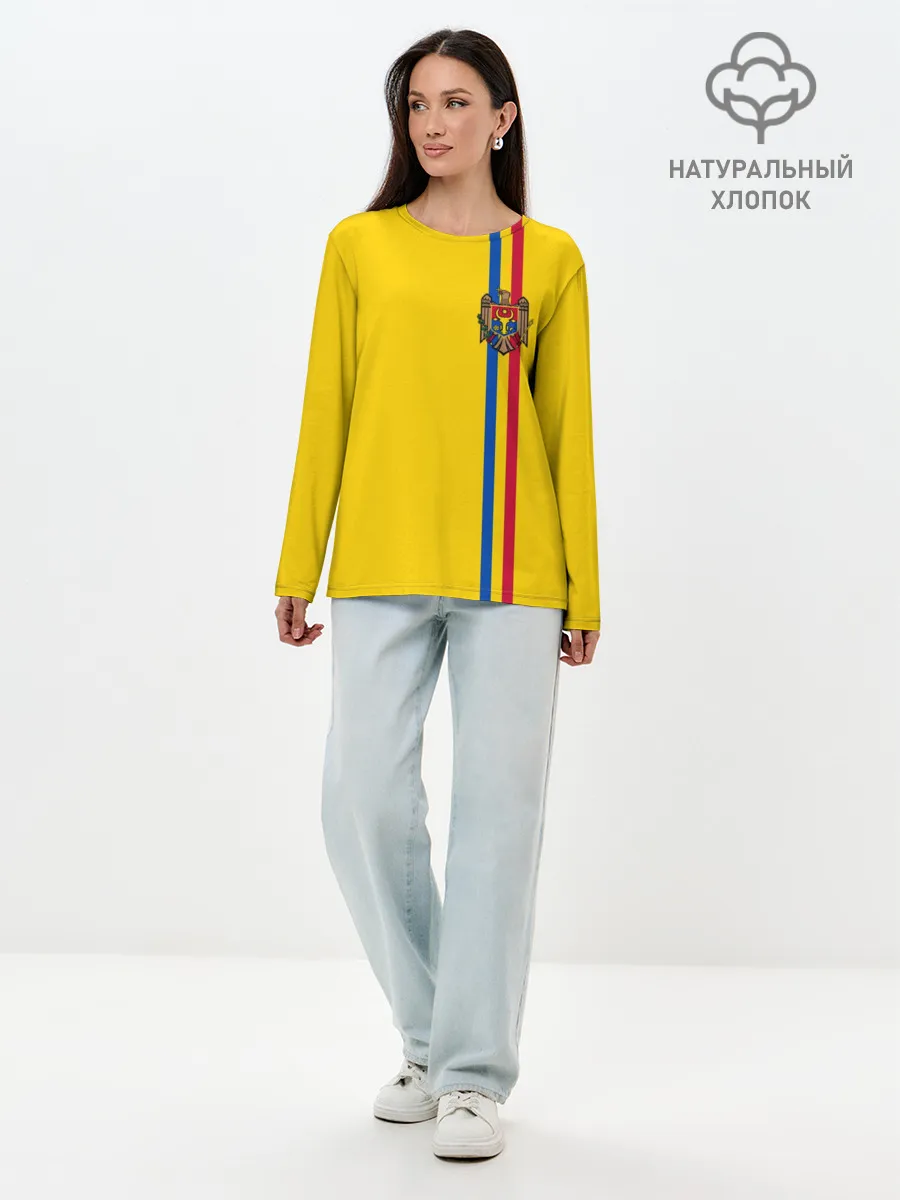 Лонгслив женский. Хлопок / Молдавия, лента с гербом