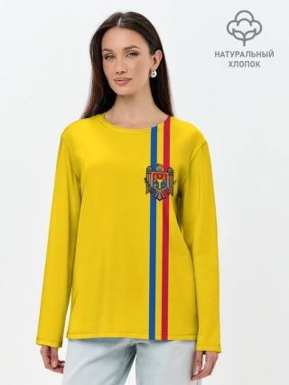 Лонгслив женский. Хлопок / Молдавия, лента с гербом