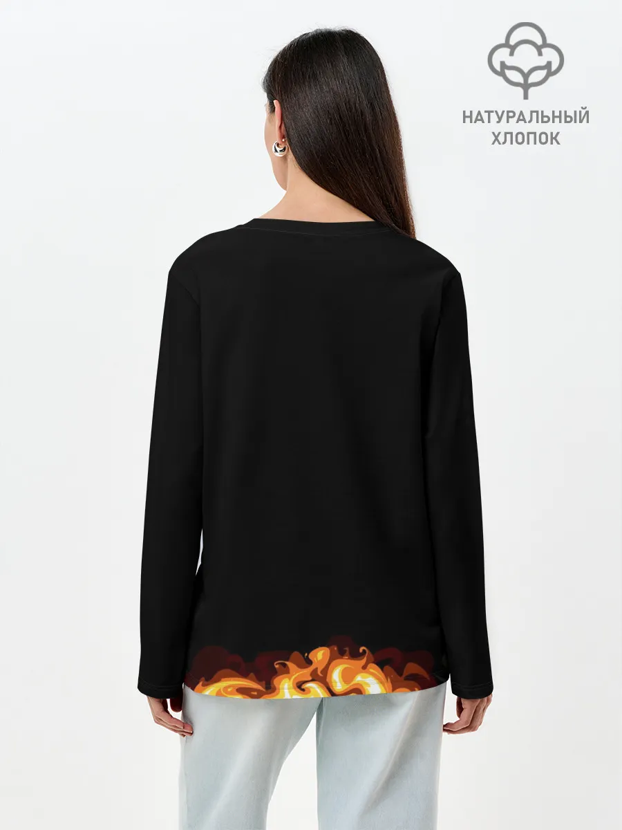 Лонгслив женский. Хлопок / В пламени
