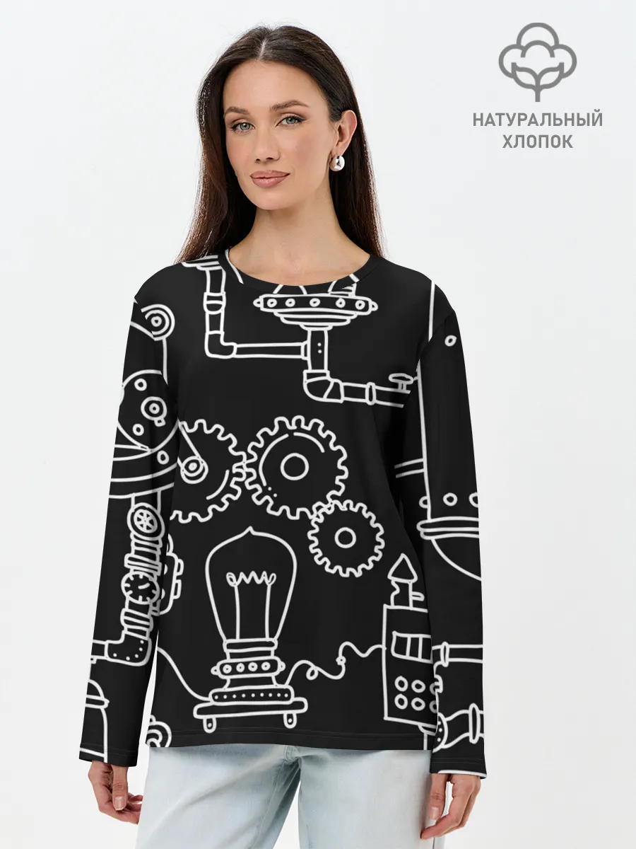 Лонгслив женский. Хлопок / Стиль стимпанк