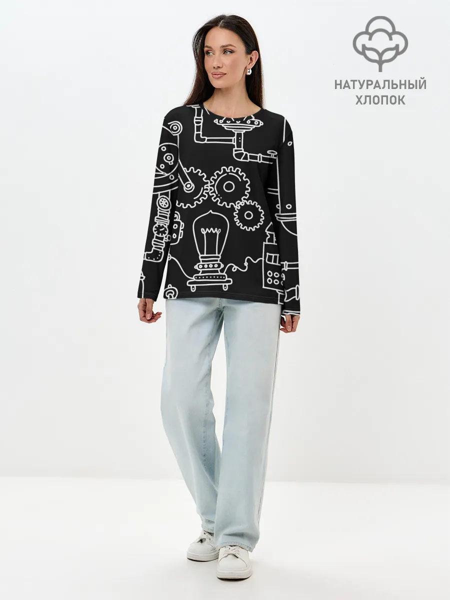 Лонгслив женский. Хлопок / Стиль стимпанк