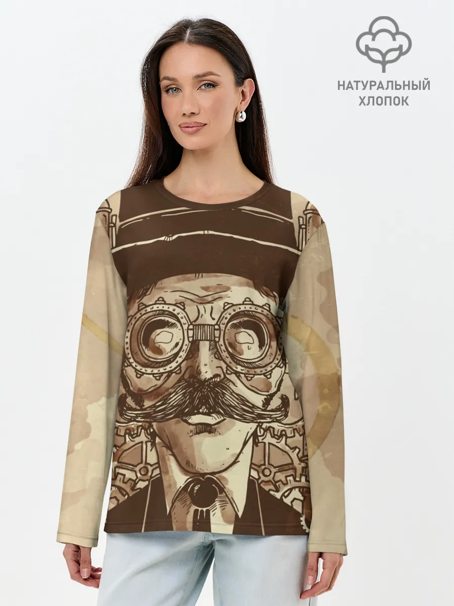 Лонгслив женский. Хлопок / Стимпанк