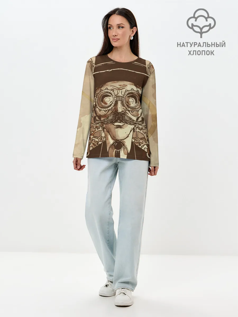 Лонгслив женский. Хлопок / Стимпанк