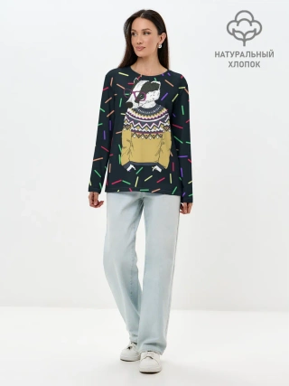 Лонгслив женский. Хлопок / Барсук