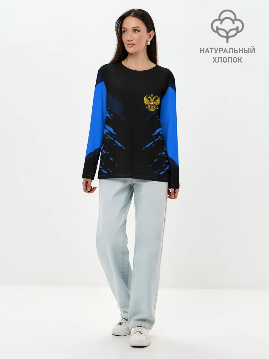 Лонгслив женский. Хлопок / Russia-sport collection BLUE