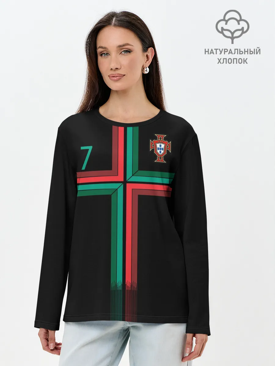 Лонгслив женский. Хлопок / Роналду 2018 ЧМ Альтернативная