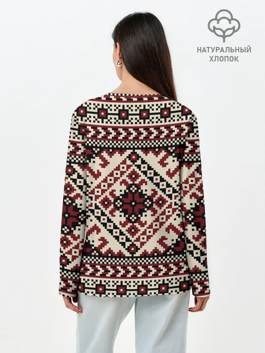 Лонгслив женский. Хлопок / СЛАВЯНСКИЙ ОРНАМЕНТ | РУСЬ