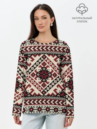 Лонгслив женский. Хлопок / СЛАВЯНСКИЙ ОРНАМЕНТ | РУСЬ
