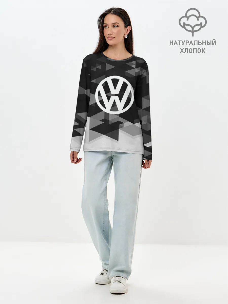 Лонгслив женский. Хлопок / Volkswagen sport geometry