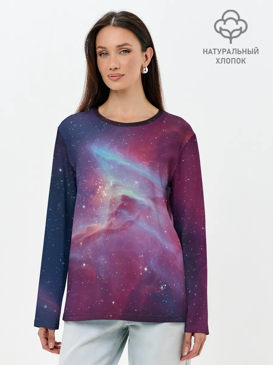 Лонгслив женский. Хлопок / Космос