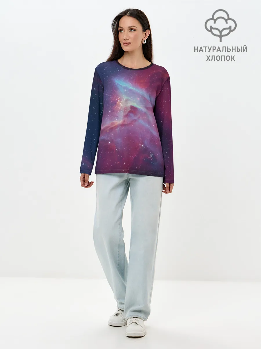 Лонгслив женский. Хлопок / Космос
