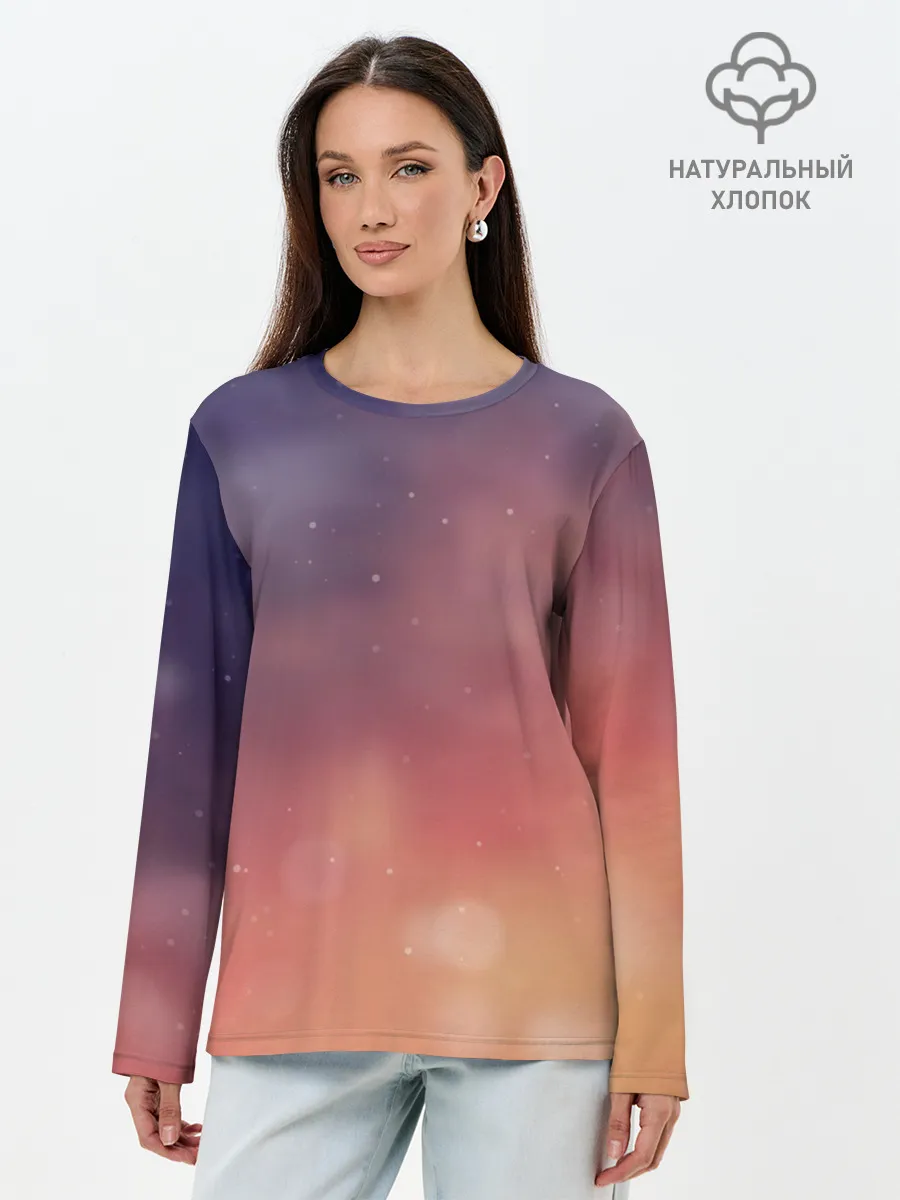 Лонгслив женский. Хлопок / Абстракция Градиент Текстура