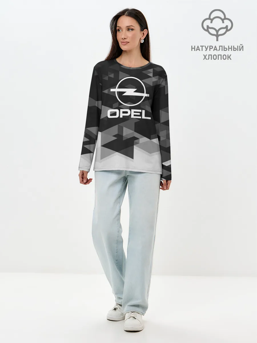 Лонгслив женский. Хлопок / Opel sport geometry