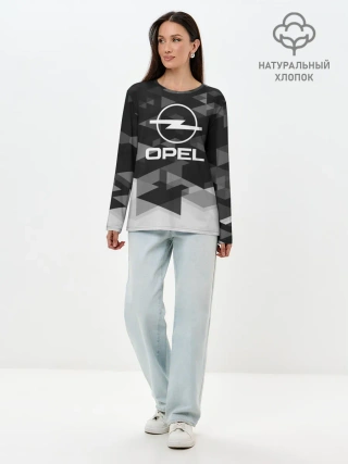 Лонгслив женский. Хлопок / Opel sport geometry