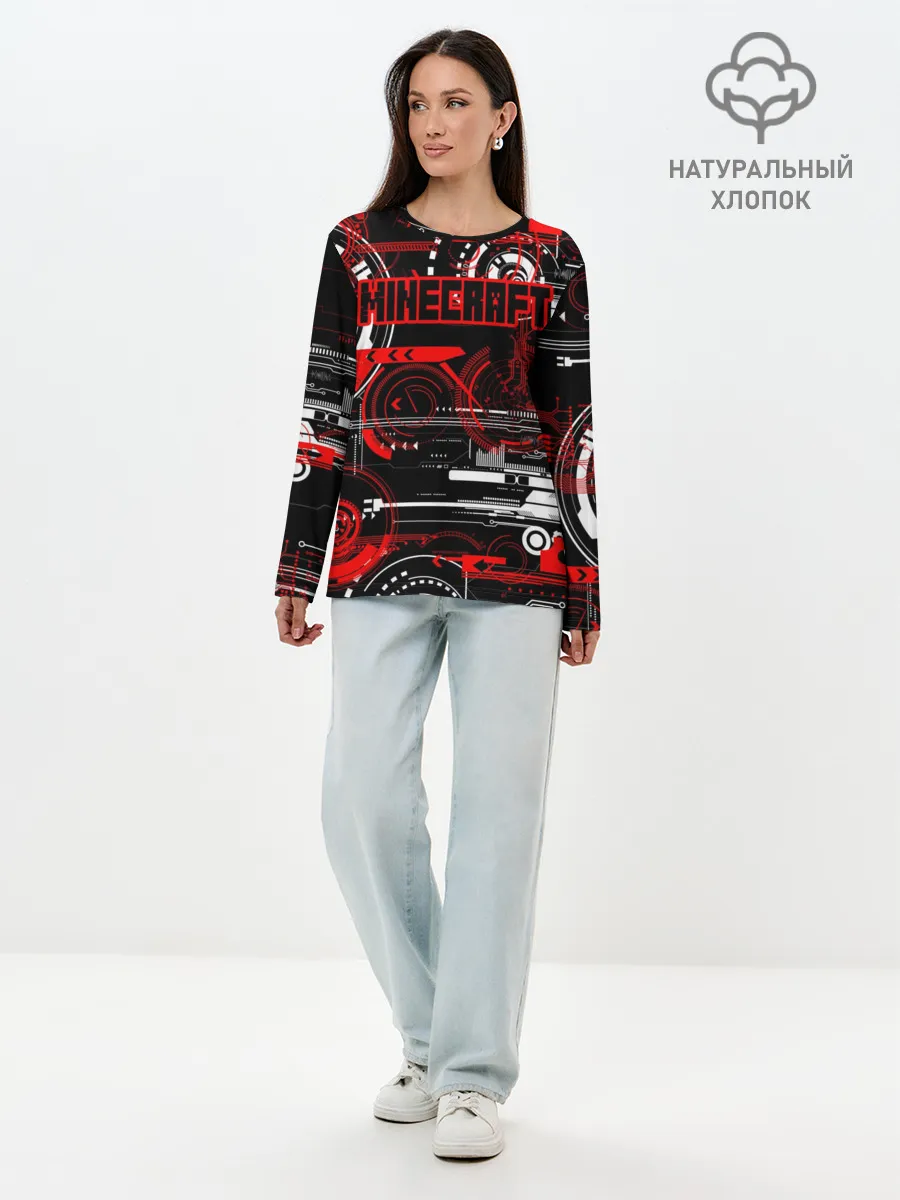 Лонгслив женский. Хлопок / Minecraft