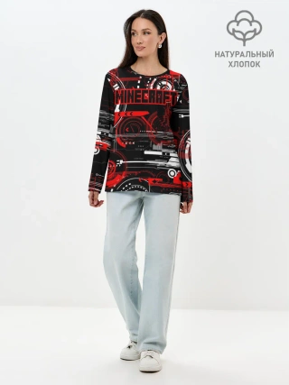 Лонгслив женский. Хлопок / Minecraft