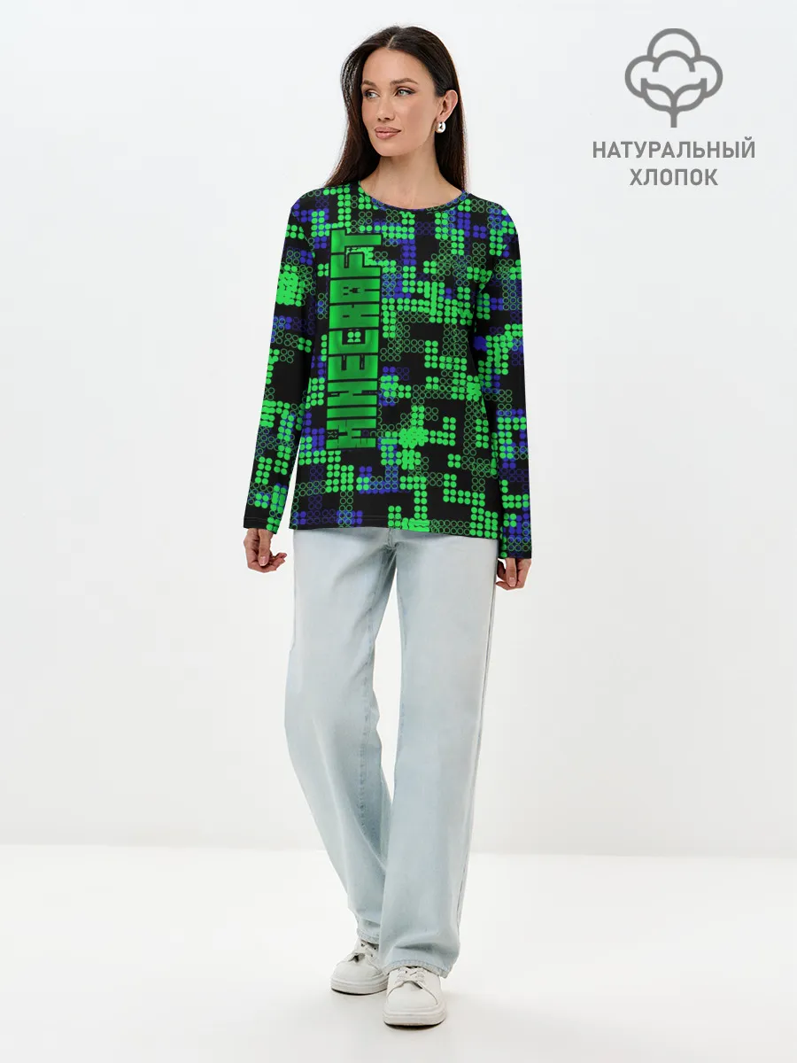 Лонгслив женский. Хлопок / Minecraft