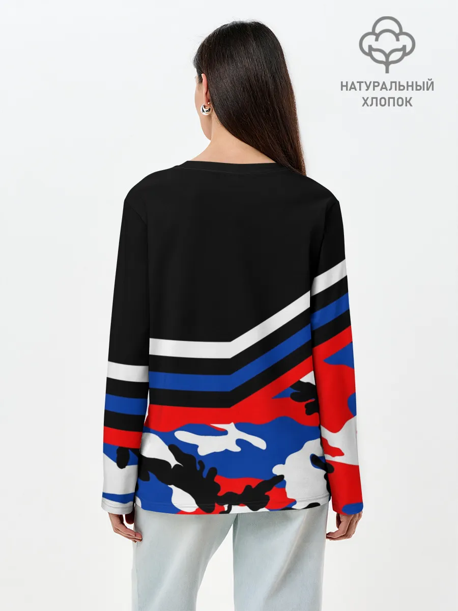 Лонгслив женский. Хлопок / Камуфляж Россия