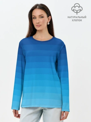 Лонгслив женский. Хлопок / Синие полосы
