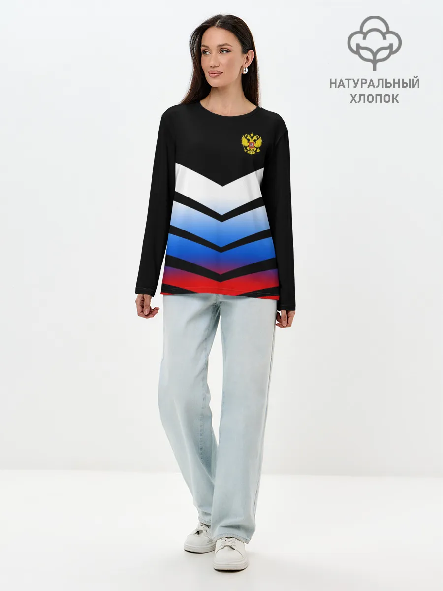 Лонгслив женский. Хлопок / RUSSIA SPORT | РОССИЯ СПОРТ