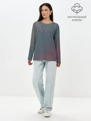 Лонгслив женский. Хлопок / Hexagon Триколор