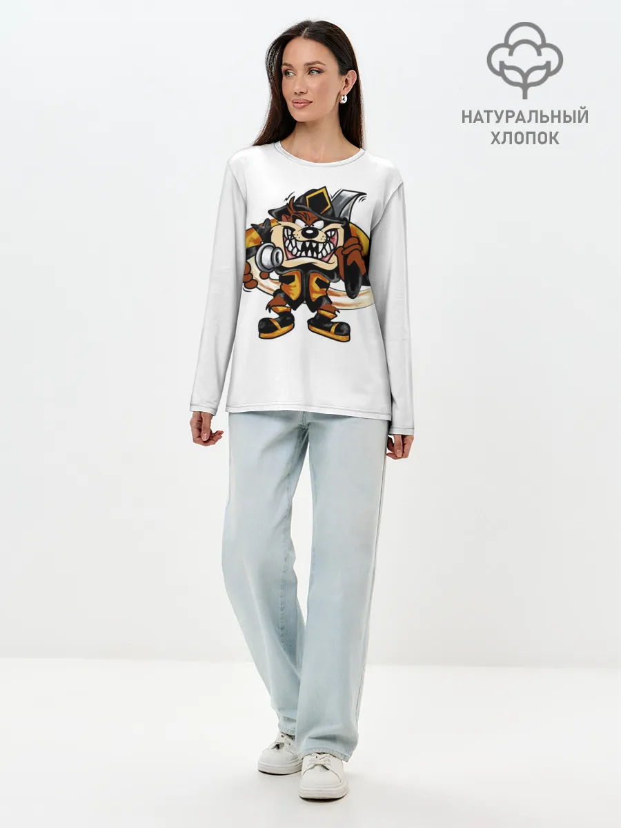 Лонгслив женский. Хлопок / Пожарный демон