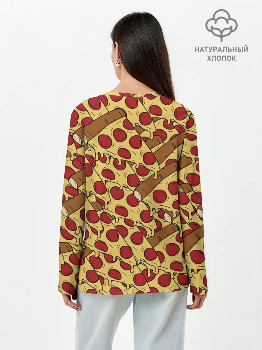 Лонгслив женский. Хлопок / Pizza