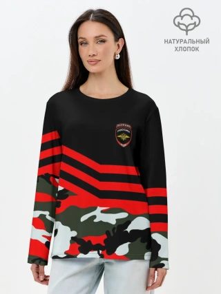 Лонгслив женский. Хлопок / Камуфляж Полиция