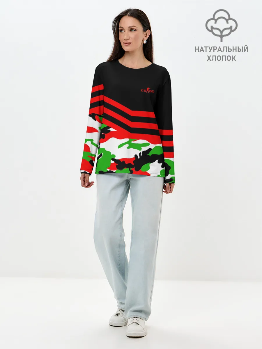 Лонгслив женский. Хлопок / Камуфляж CS:GO
