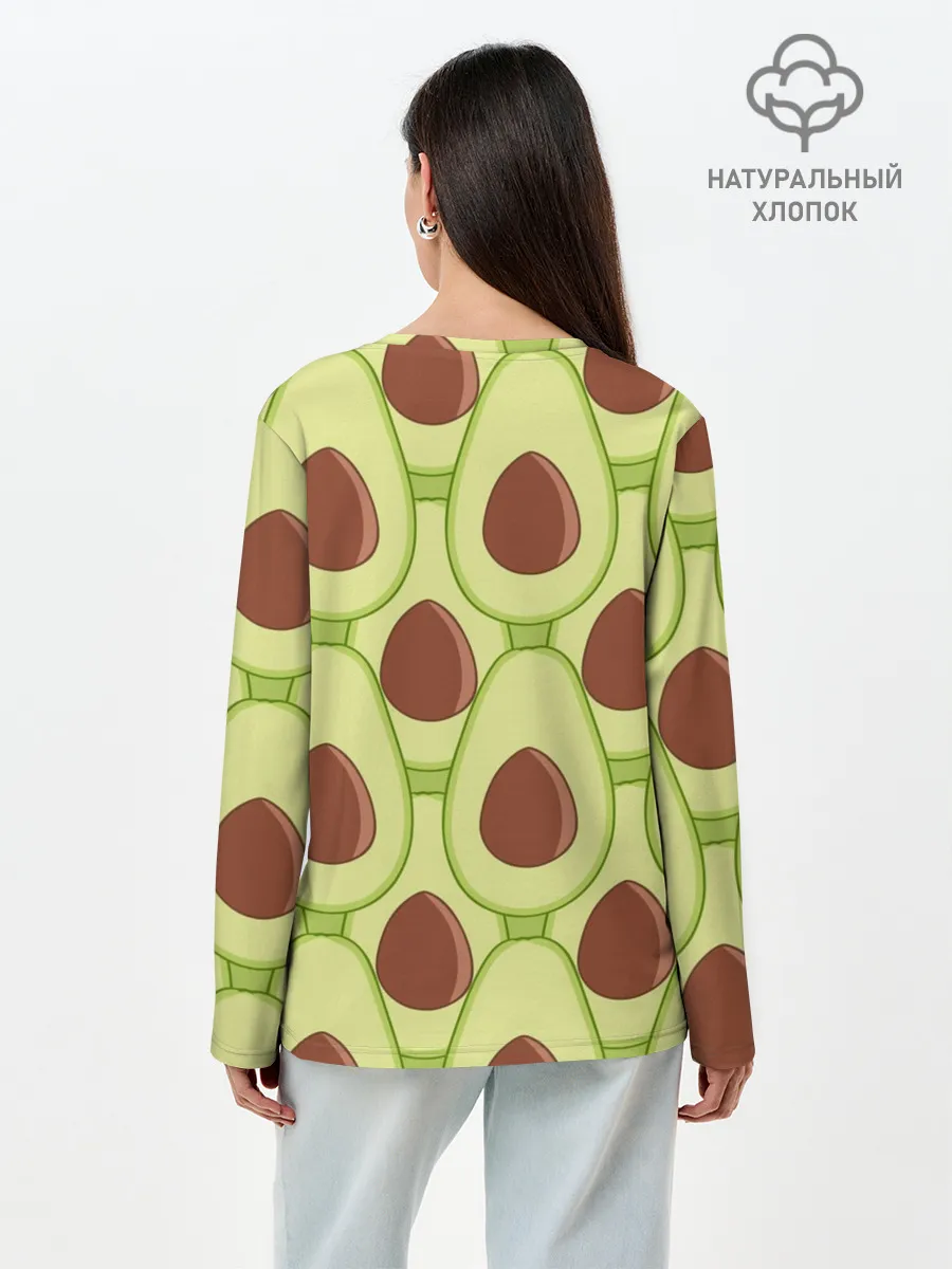 Лонгслив женский. Хлопок / Авокадо