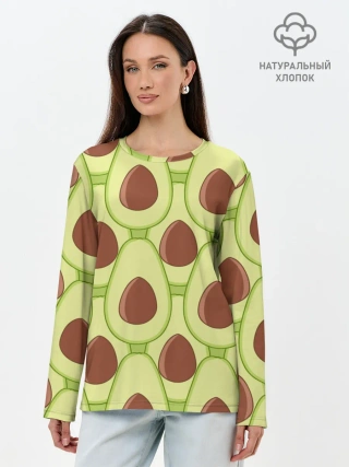 Лонгслив женский. Хлопок / Авокадо