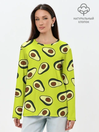 Лонгслив женский. Хлопок / Авокадо